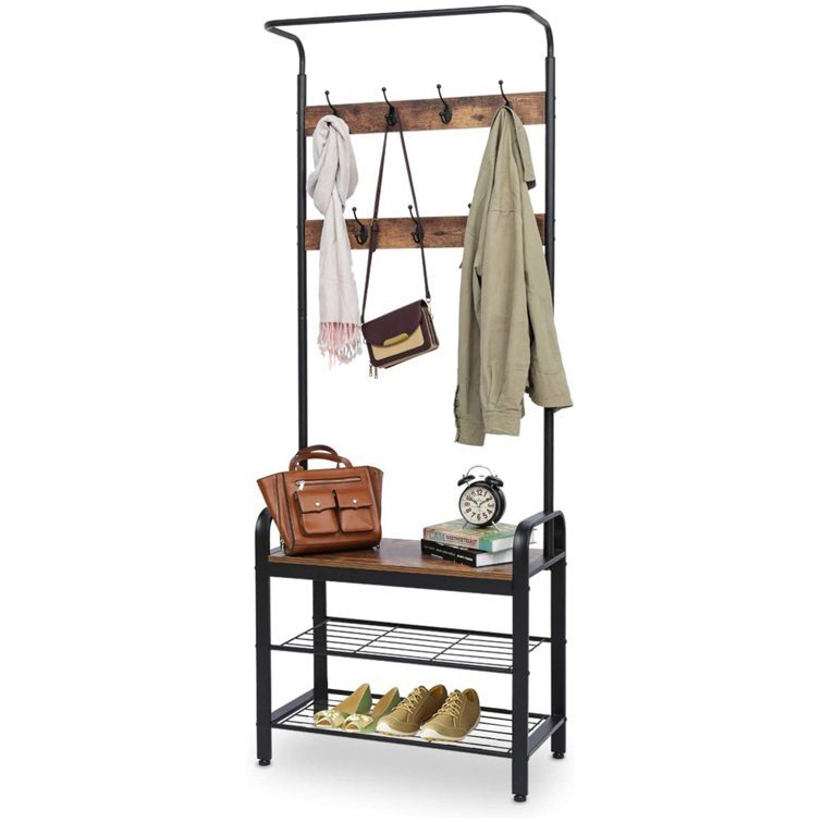 Hook Freestanding Coat Rack with Storage