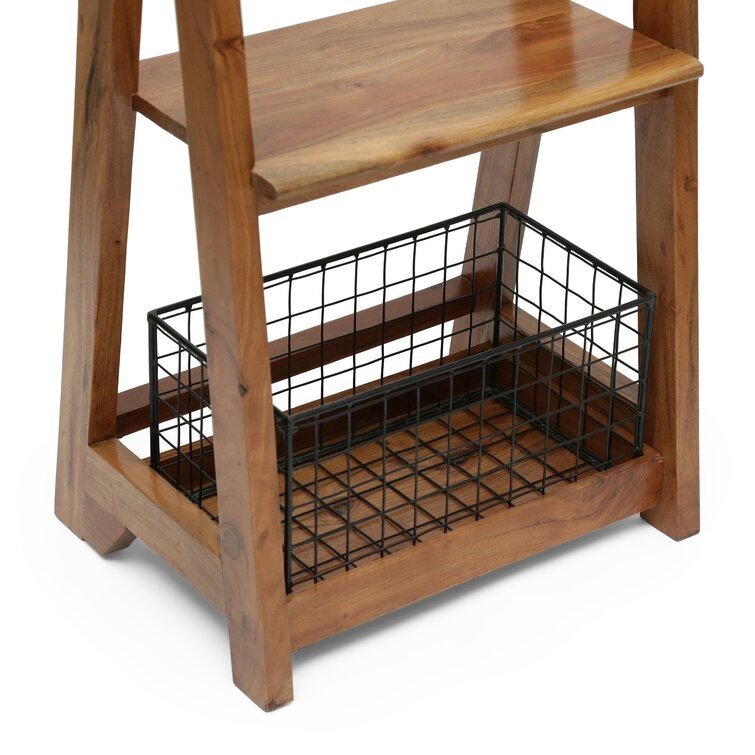 Bucy Wide Solid Wood Freestanding Coat Rack with Storage - Image 4