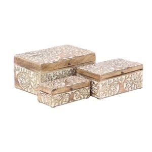 Carved Tree Natural Decorative Box Set